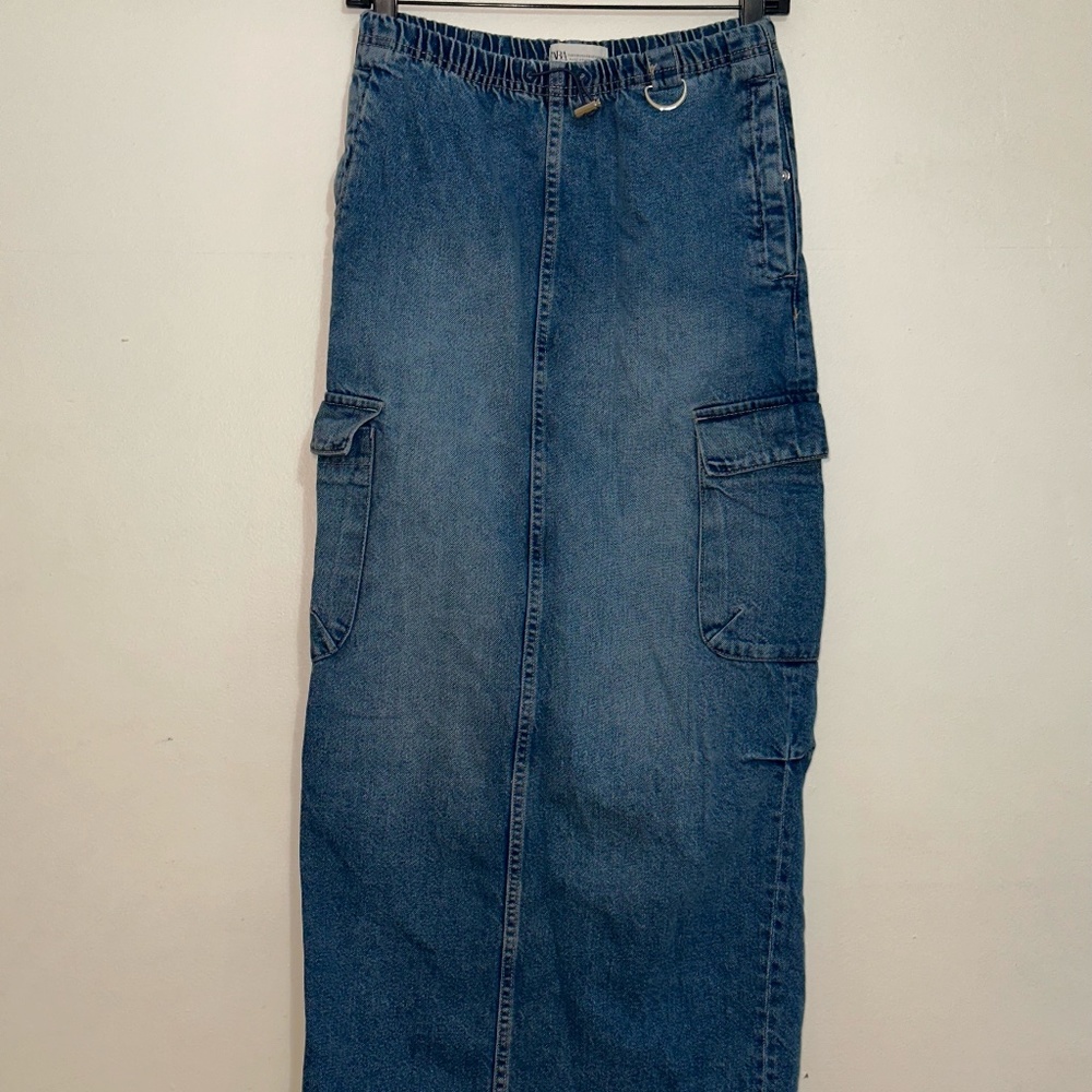 Zara Cargo Denim Skirt